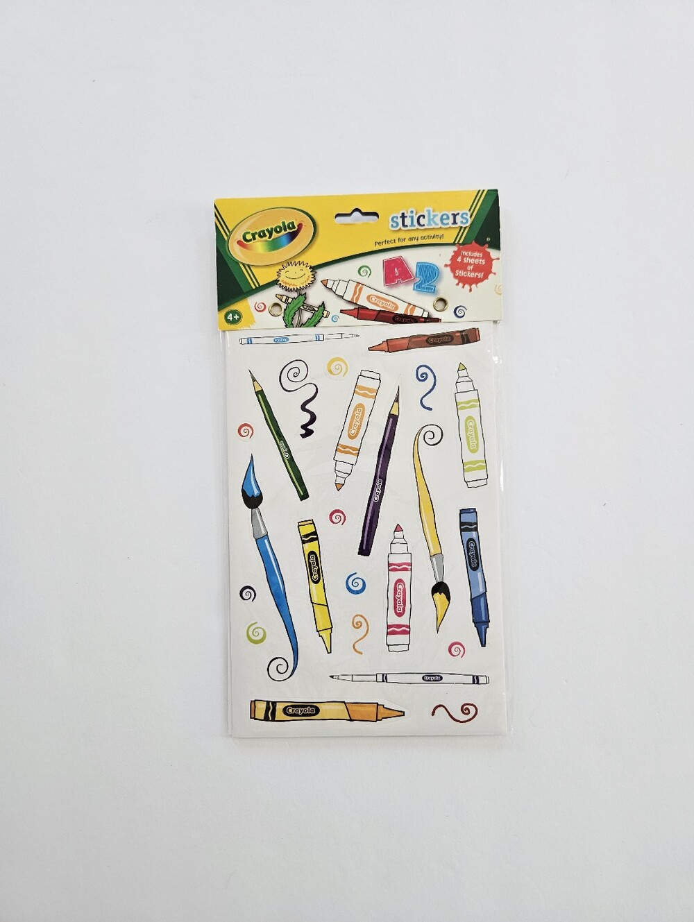 Vintage Y2K Crayola Art Tool Stickers Sleeve Four Sheets - Colorful Craft Decals